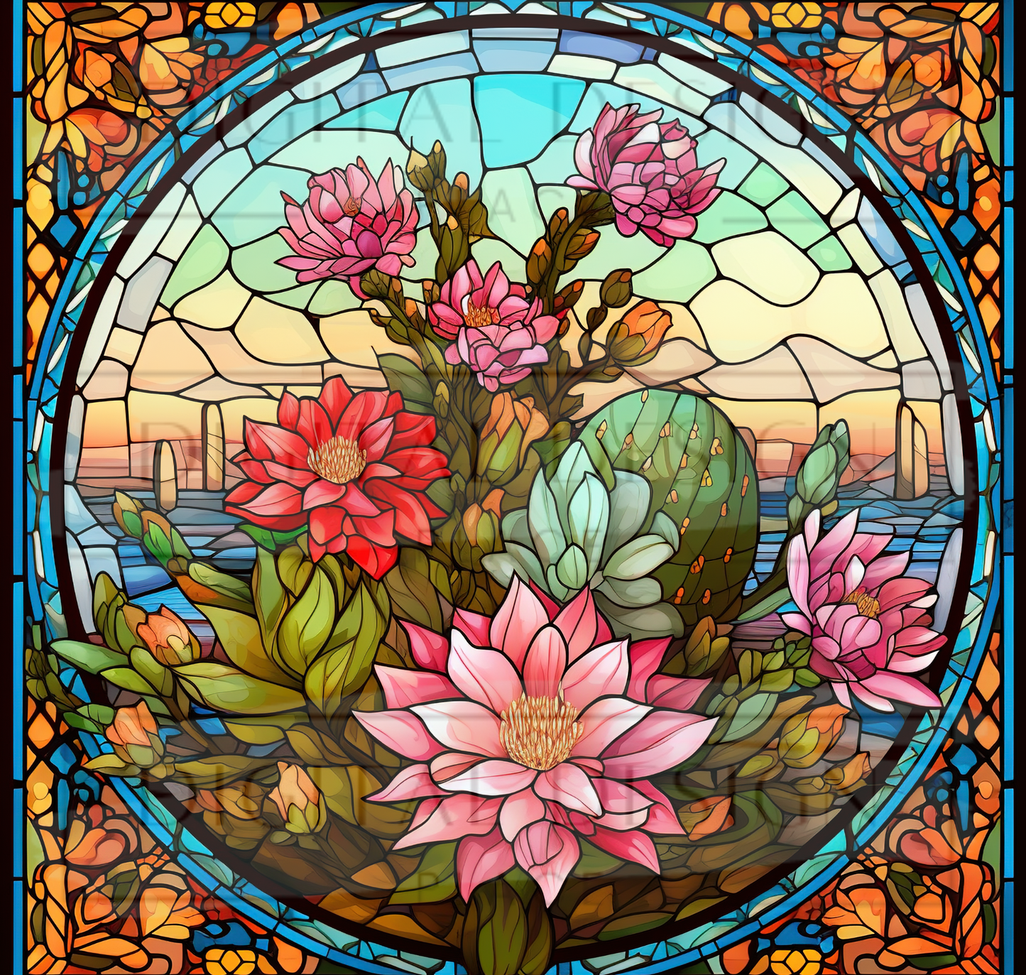 Stained Glass Cacti TWRW100