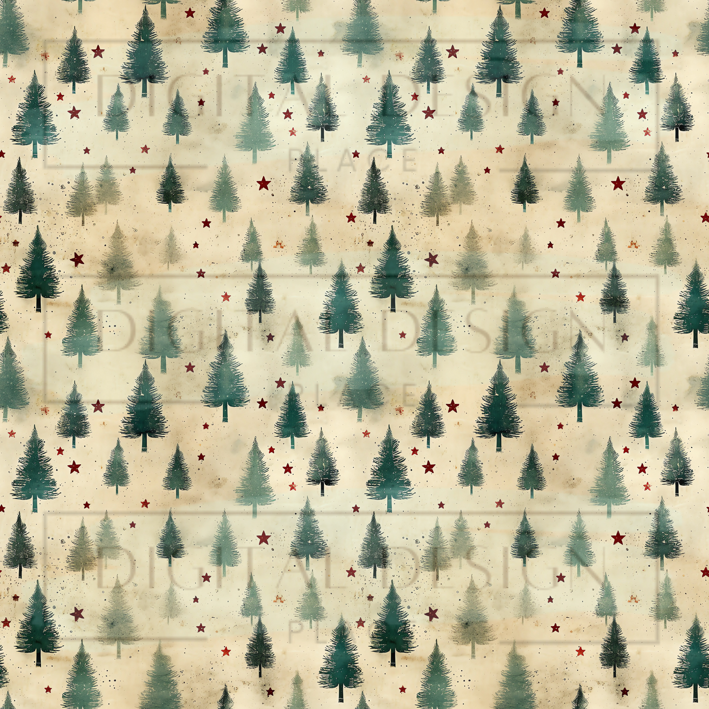 Green Rustic Christmas Tree VinylV2097