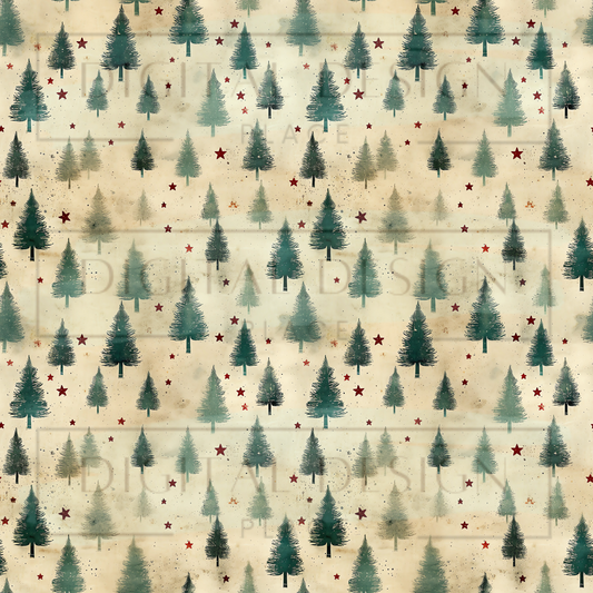 Green Rustic Christmas Tree VinylV2097