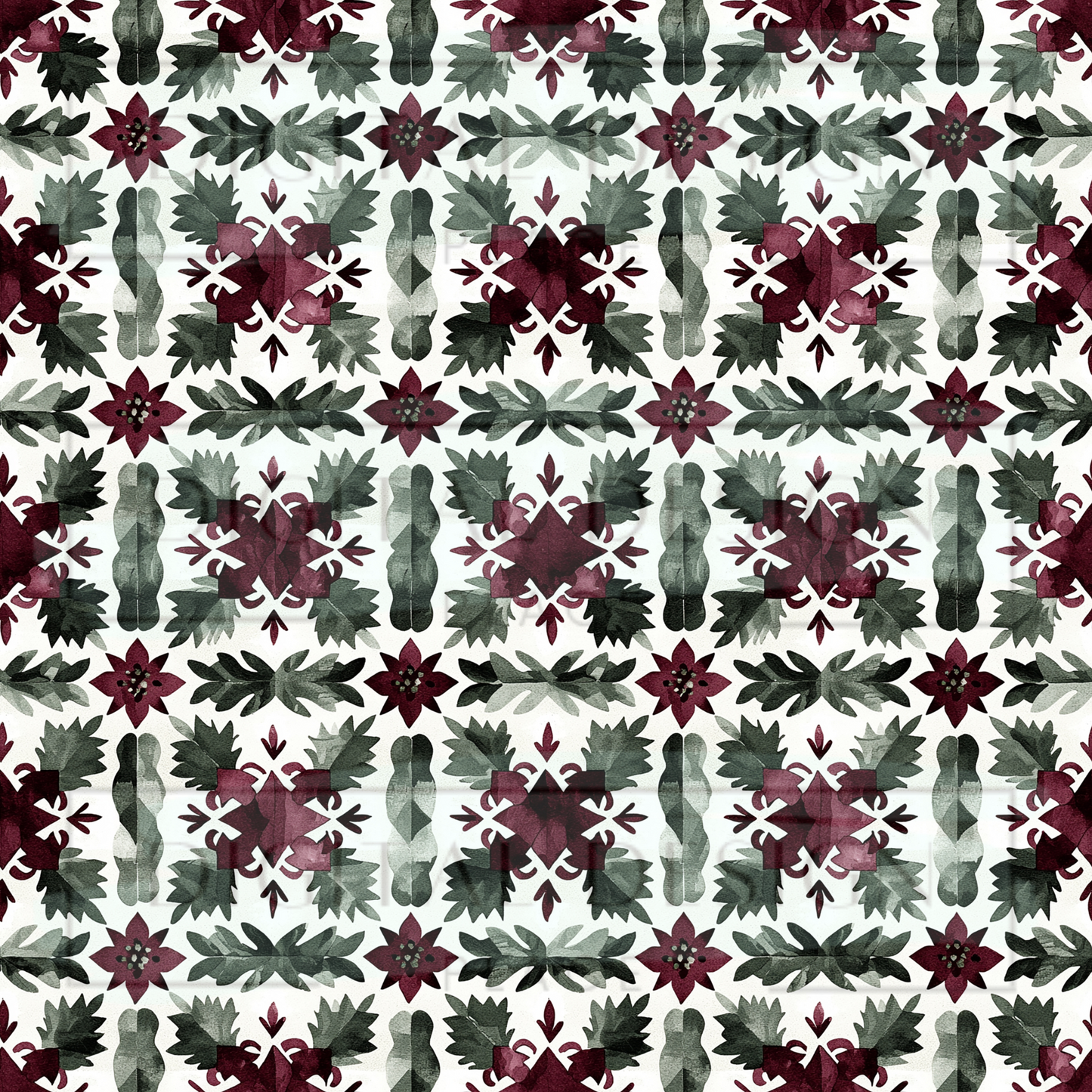 Emerald and Maroon Tiles VinylV2105