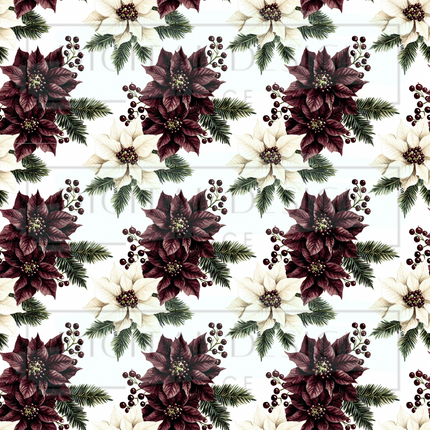 Emerald and Maroon Flowers VinylV2107