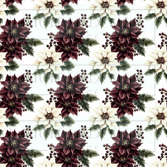 Emerald and Maroon Flowers VinylV2107