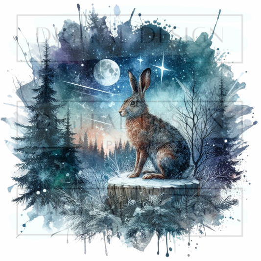 Watercolor Winter Rabbit PJP117