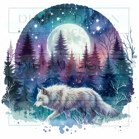 Watercolor Winter Wolf PJP122