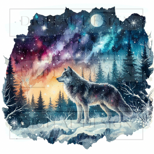 Watercolor Winter Wolf PJP123