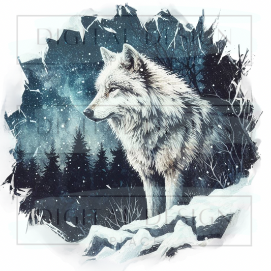 Watercolor Winter Wolf PJP124