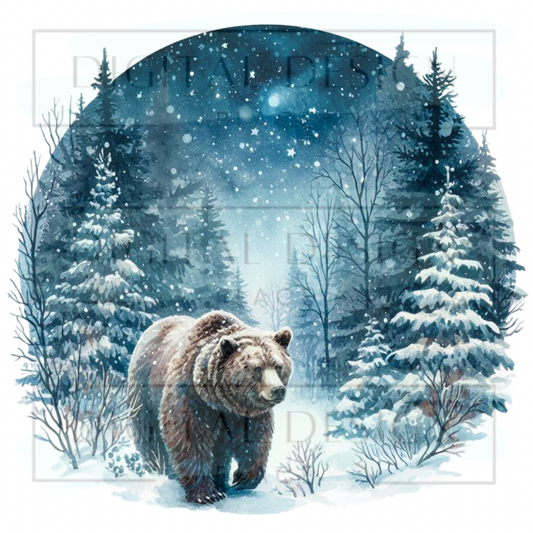 Watercolor Winter Bear PJP125