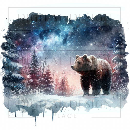 Watercolor Winter Bear PJP129