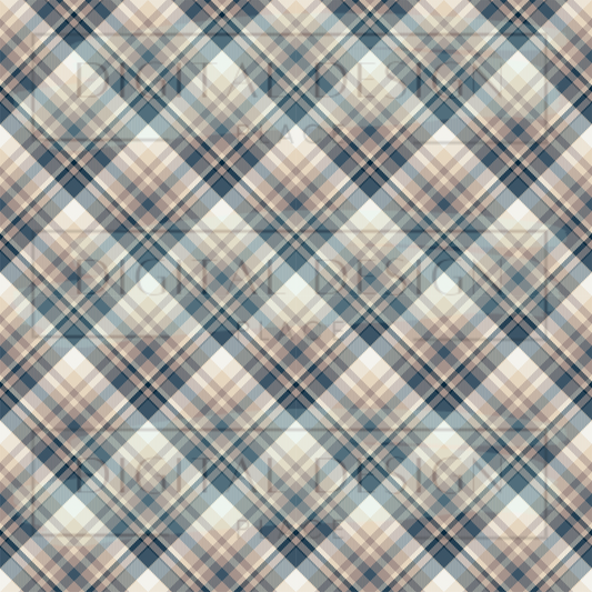 Navy Cream Plaid VinylV839