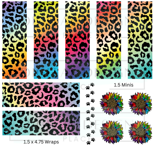 Rainbow Leopard Pen Wrap Sheet PenP71