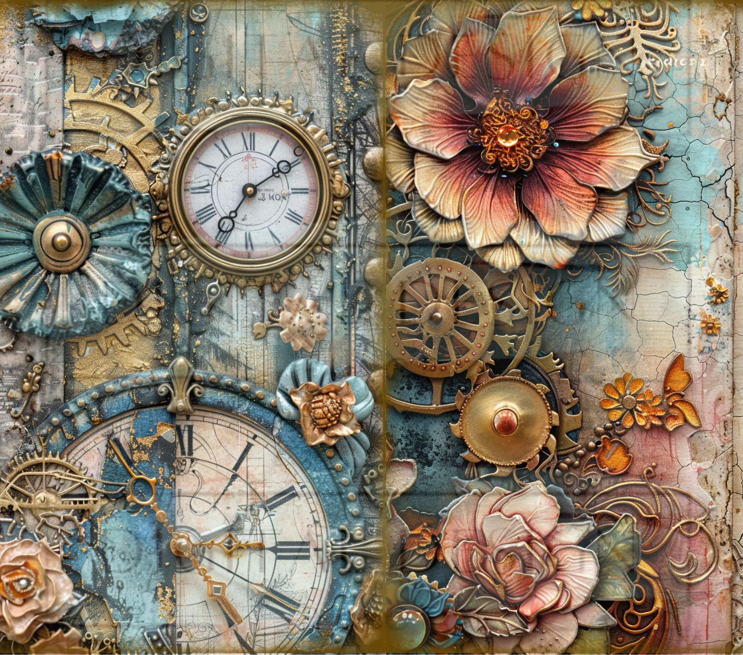 Steampunk Floral Clocks TWY107