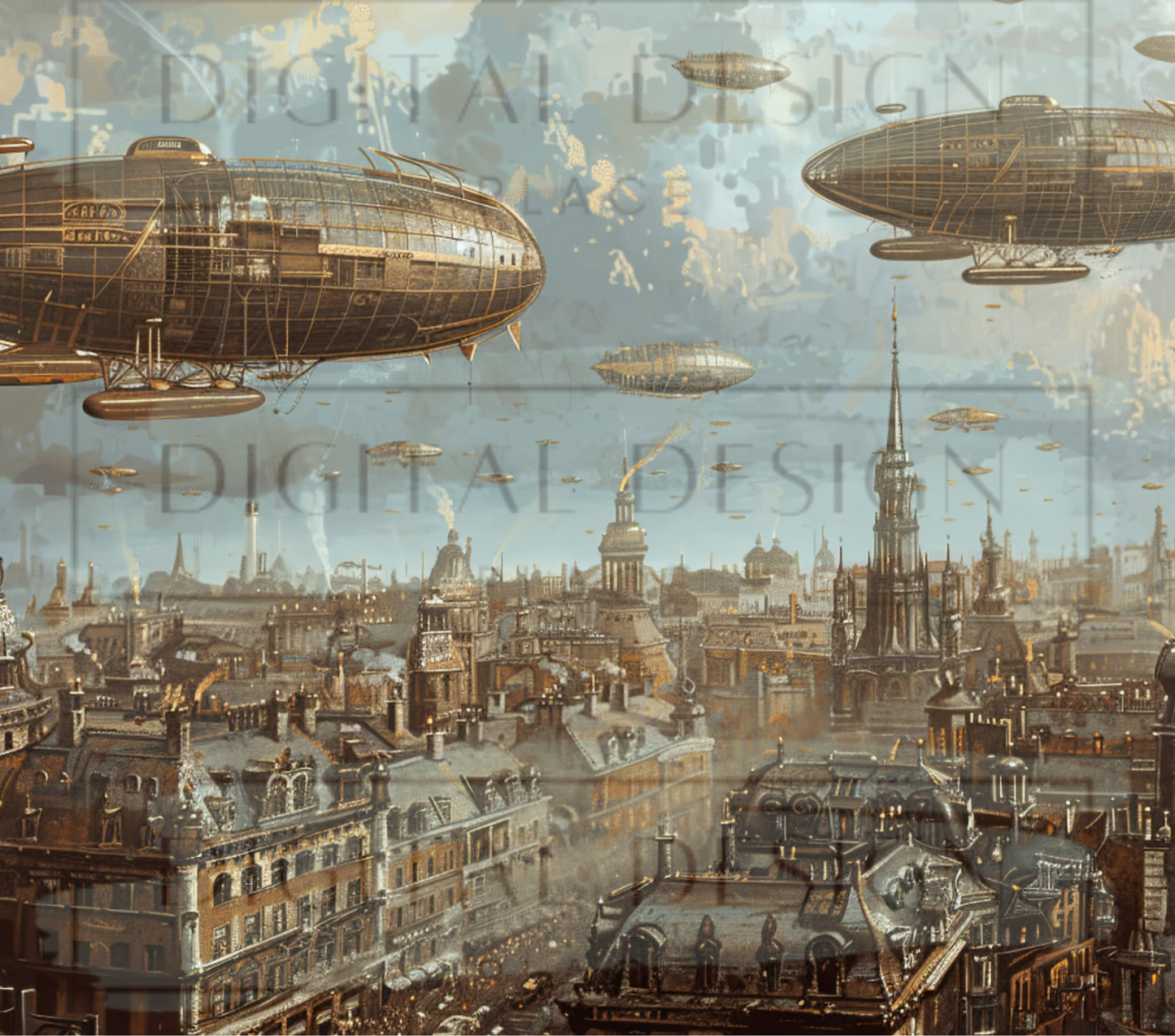 Steampunk Blimp Village TWY111