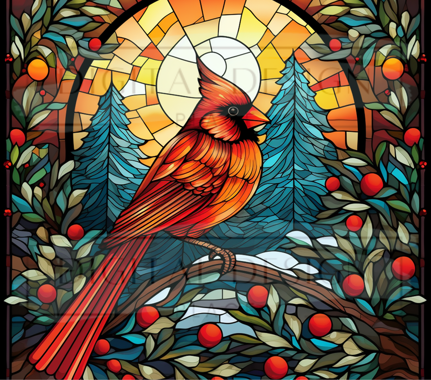 Stained Glass Cardinal TWYT12