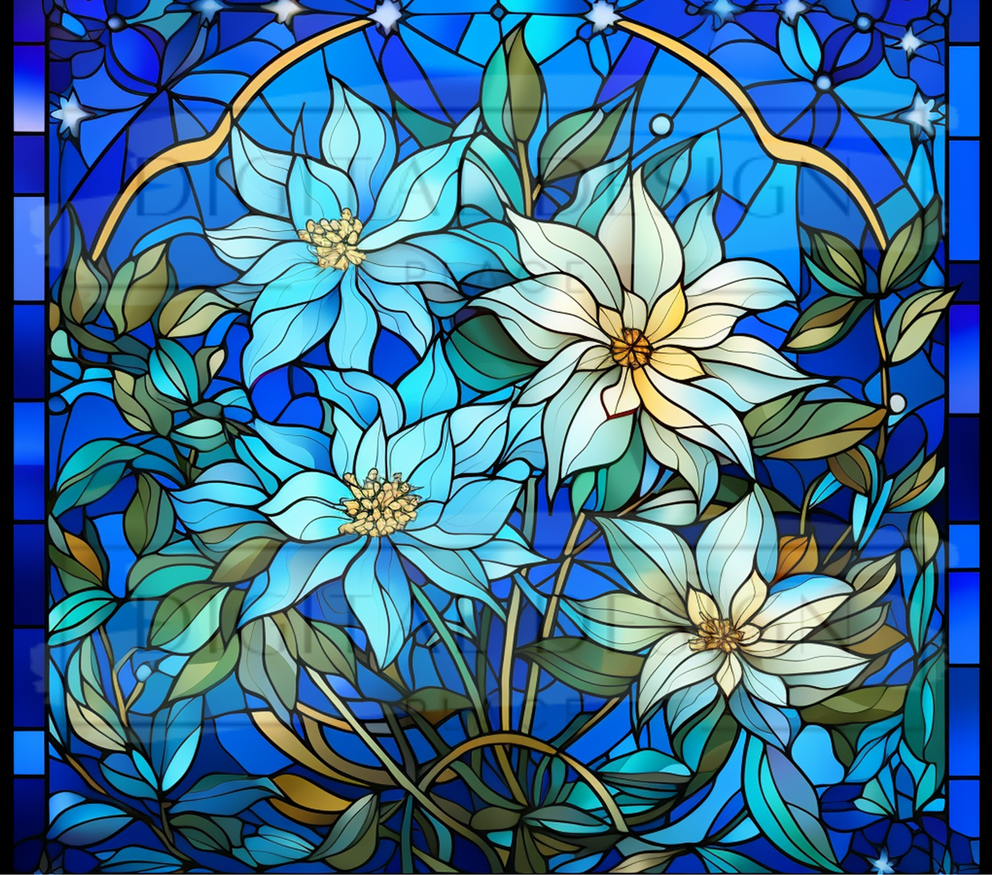 Stained Glass Winter Florals TWYT16