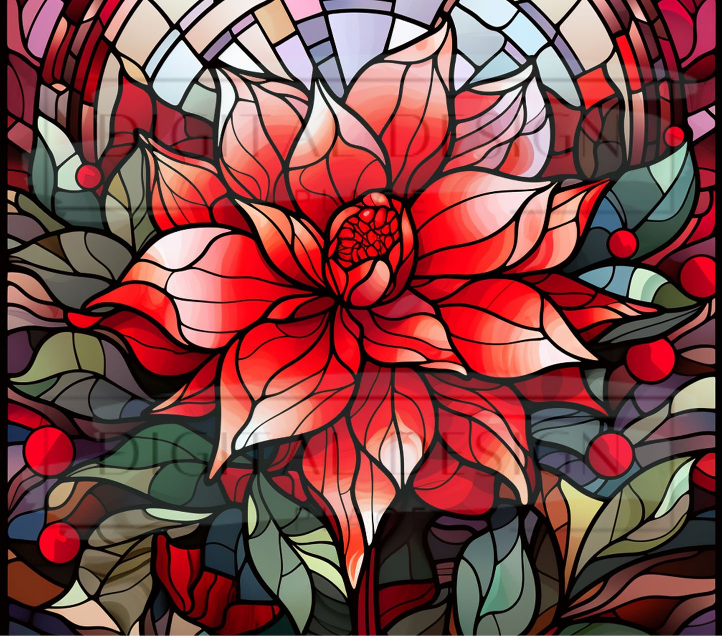 Stained Glass Poinsettia TWYT18