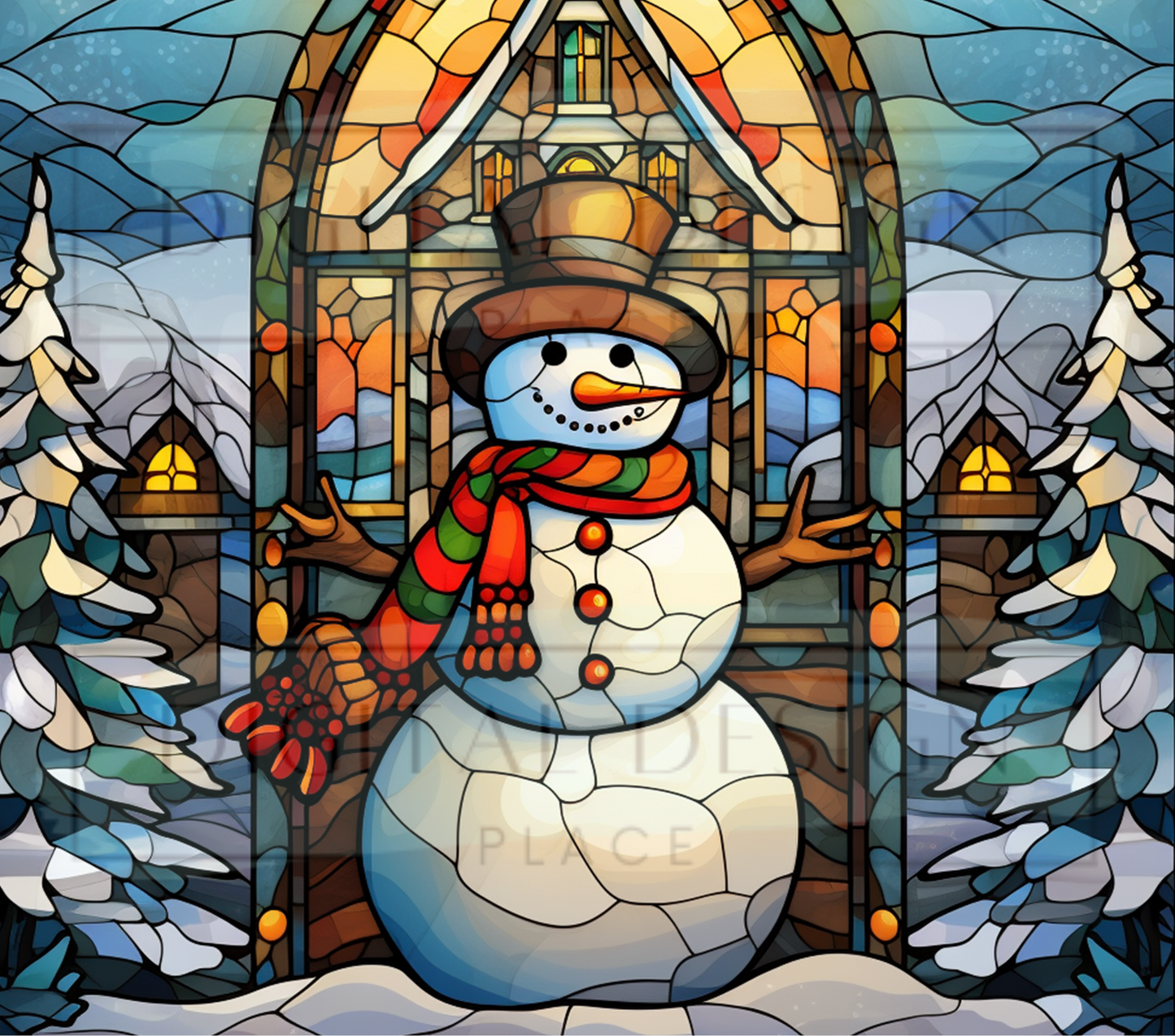 Stained Glass Snowman TWYT26