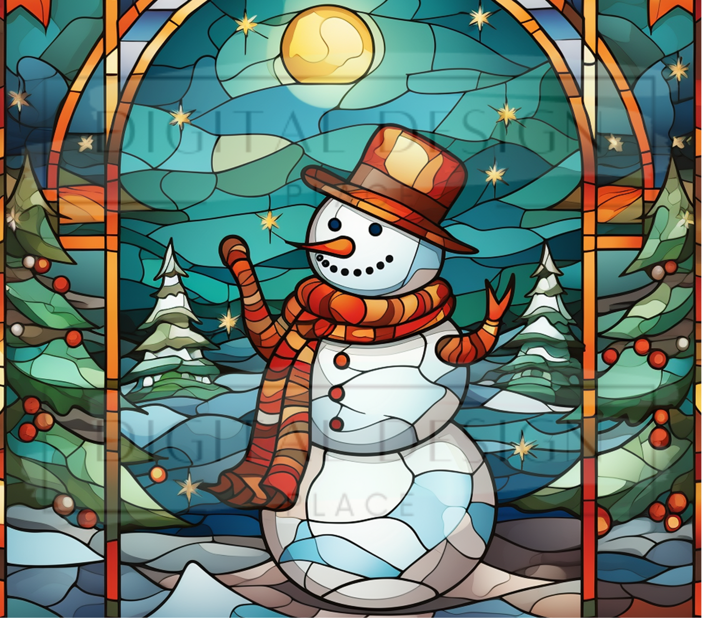 Stained Glass Snowman TWYT27