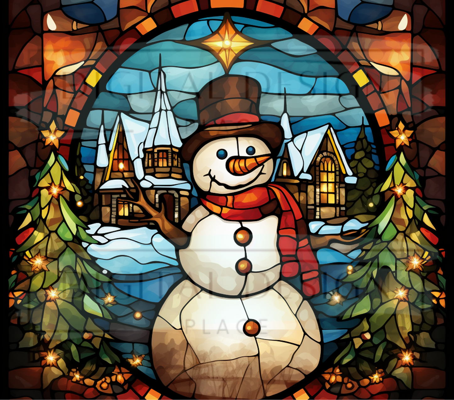 Stained Glass Snowman TWYT28