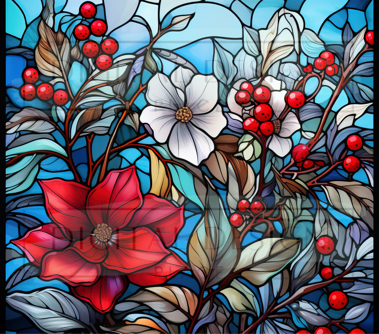 Stained Glass Christmas Flowers TWYT33