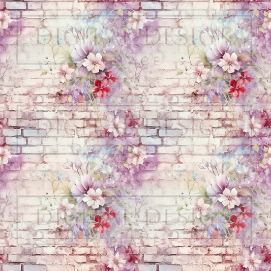 Purple Floral Brick VinylV1366
