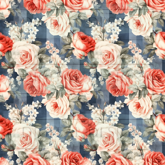 Red and Blue Roses VinylV1419