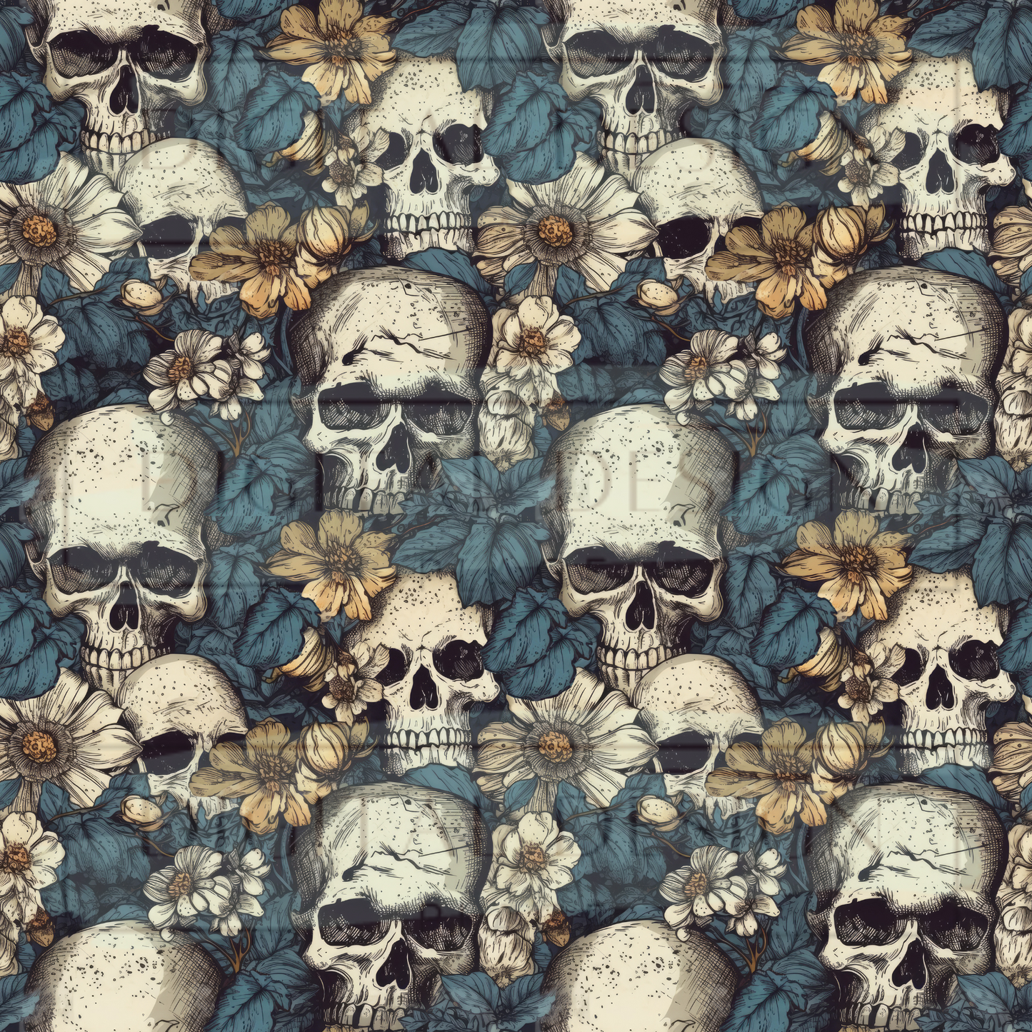 Skull Florals VinylV1499