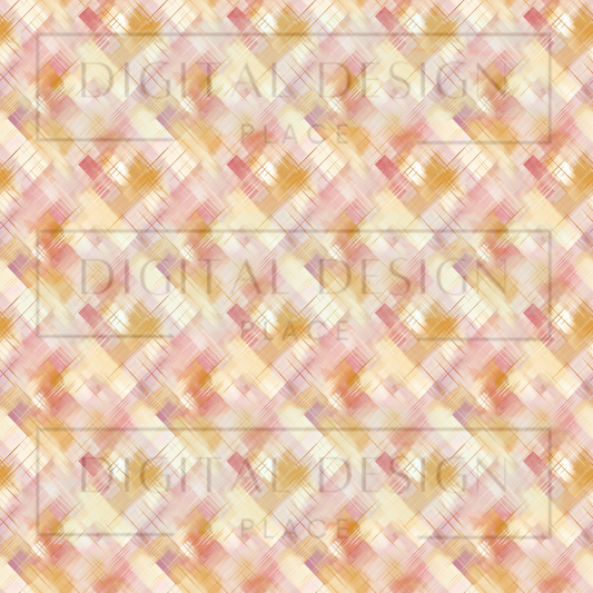 Pink and Gold Hatching Plaid VinylV1610