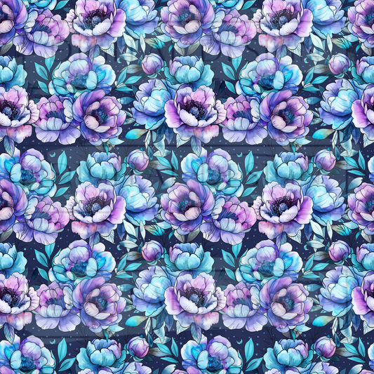 Teal Purple Florals Dark VinylV1623