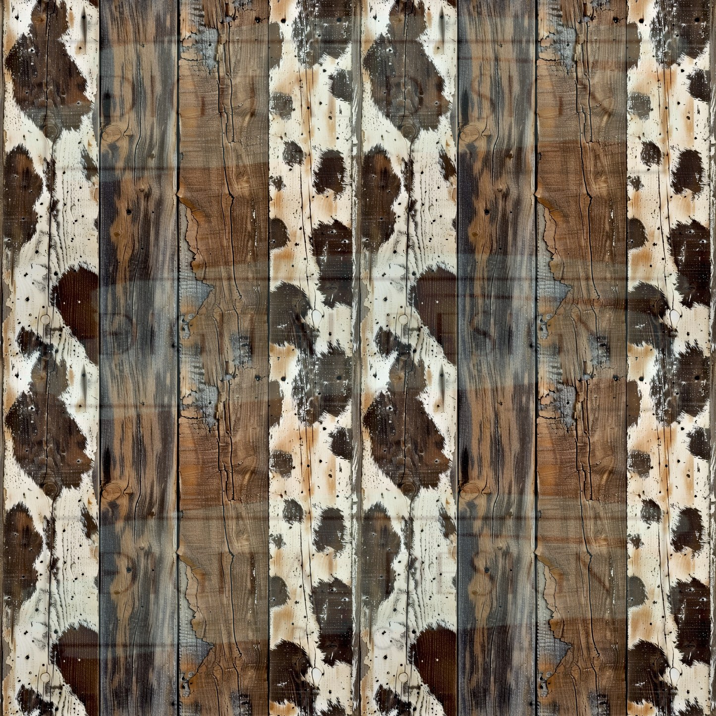 Distressed Dark Cowprint Shiplap VinylV1642