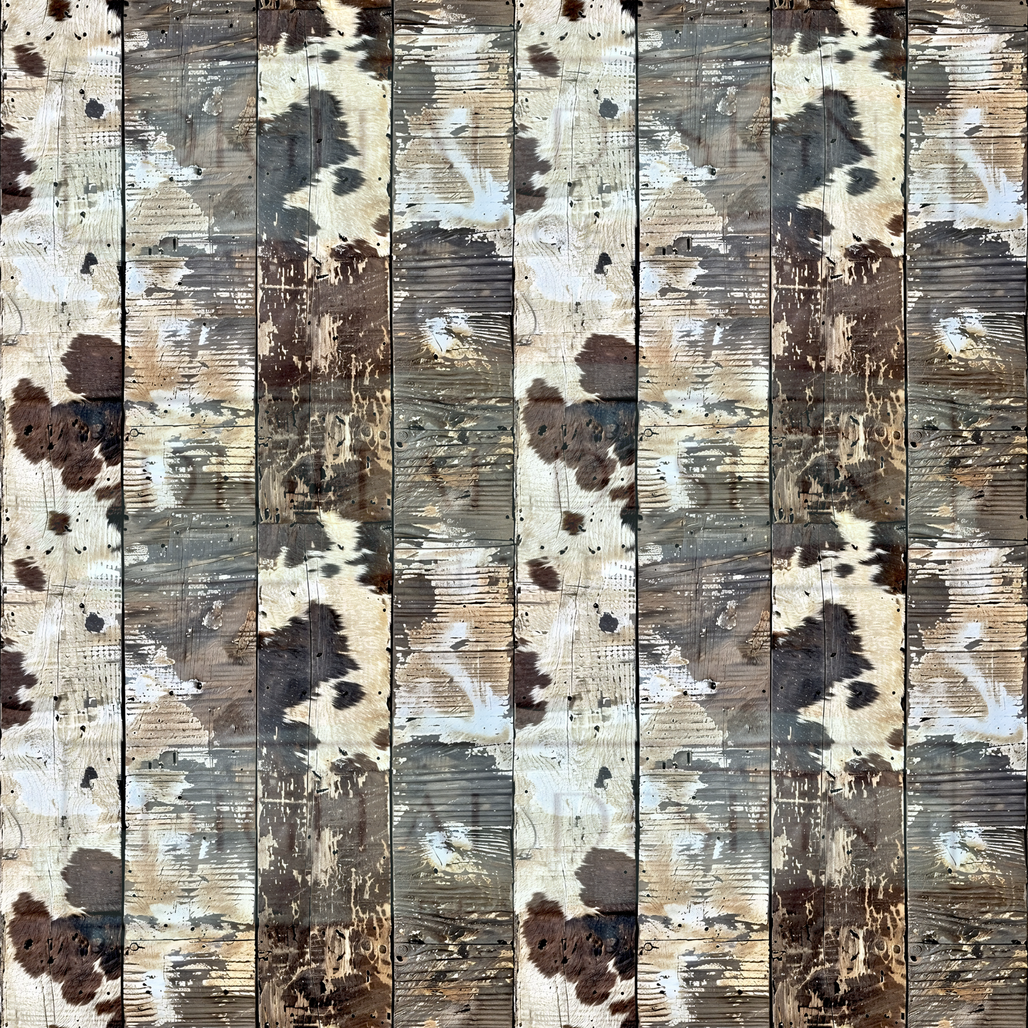 Distressed Classic Cowprint Shiplap VinylV1643