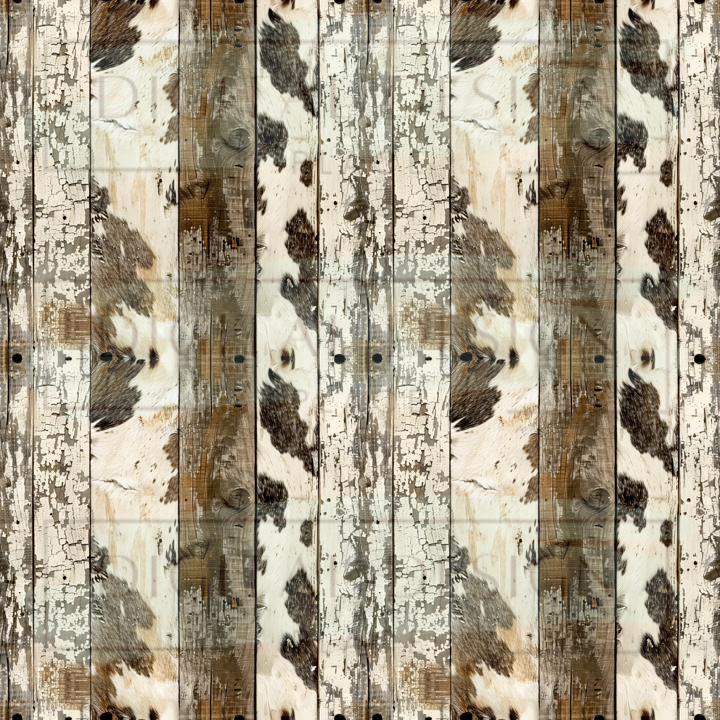 Lightwash Cowprint Shiplap VinylV1644