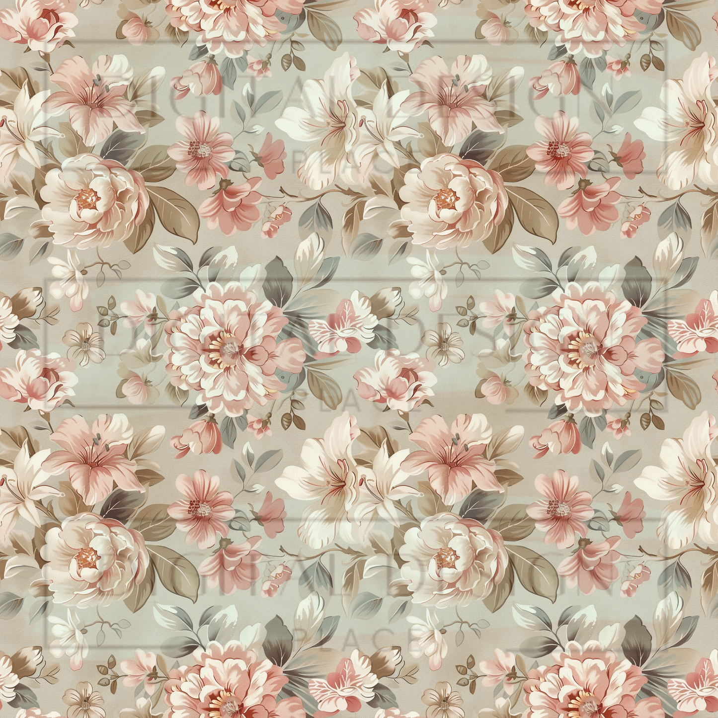 Boho Sage and Blush Floral VinylV1653