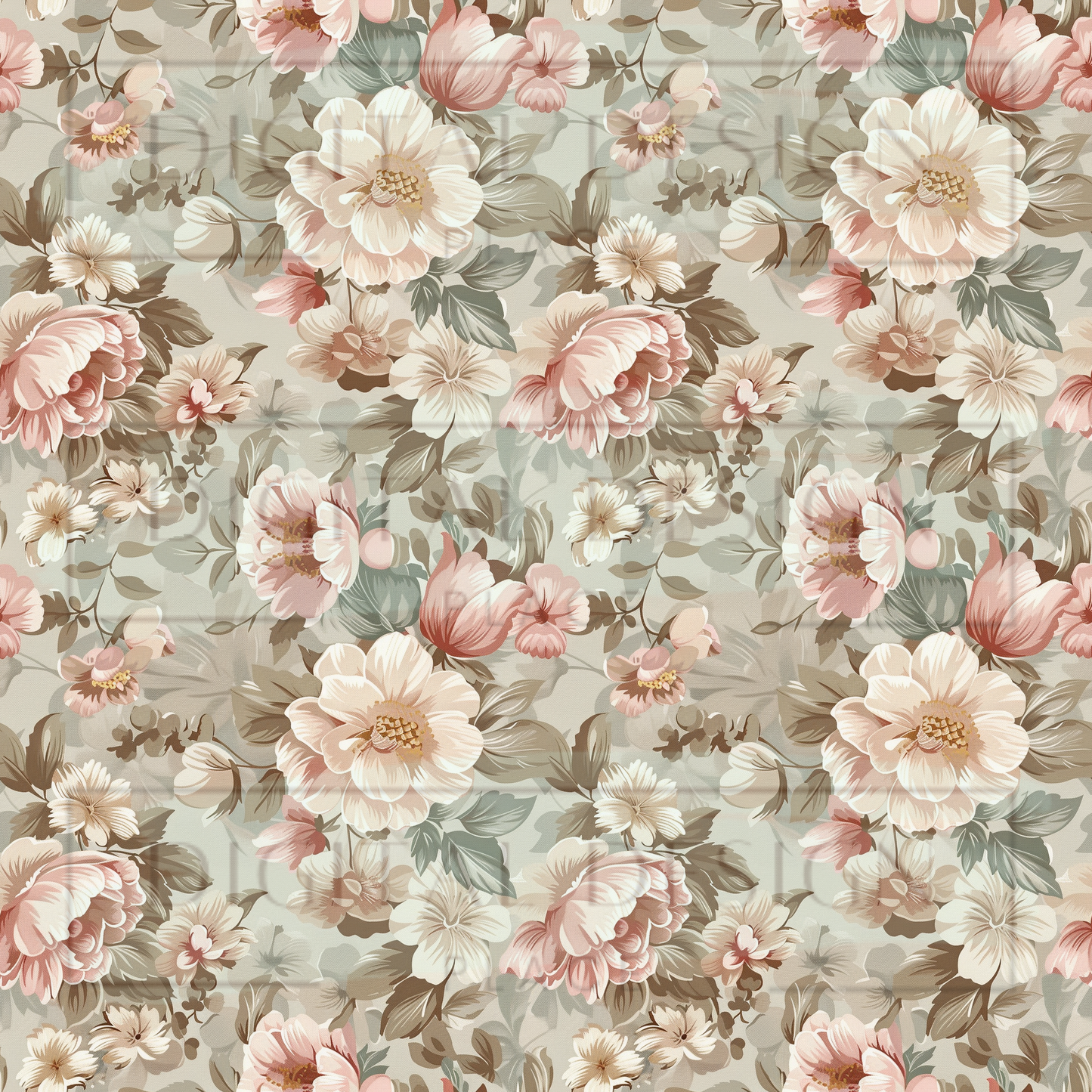 Boho Sage and Blush Peony VinylV1654