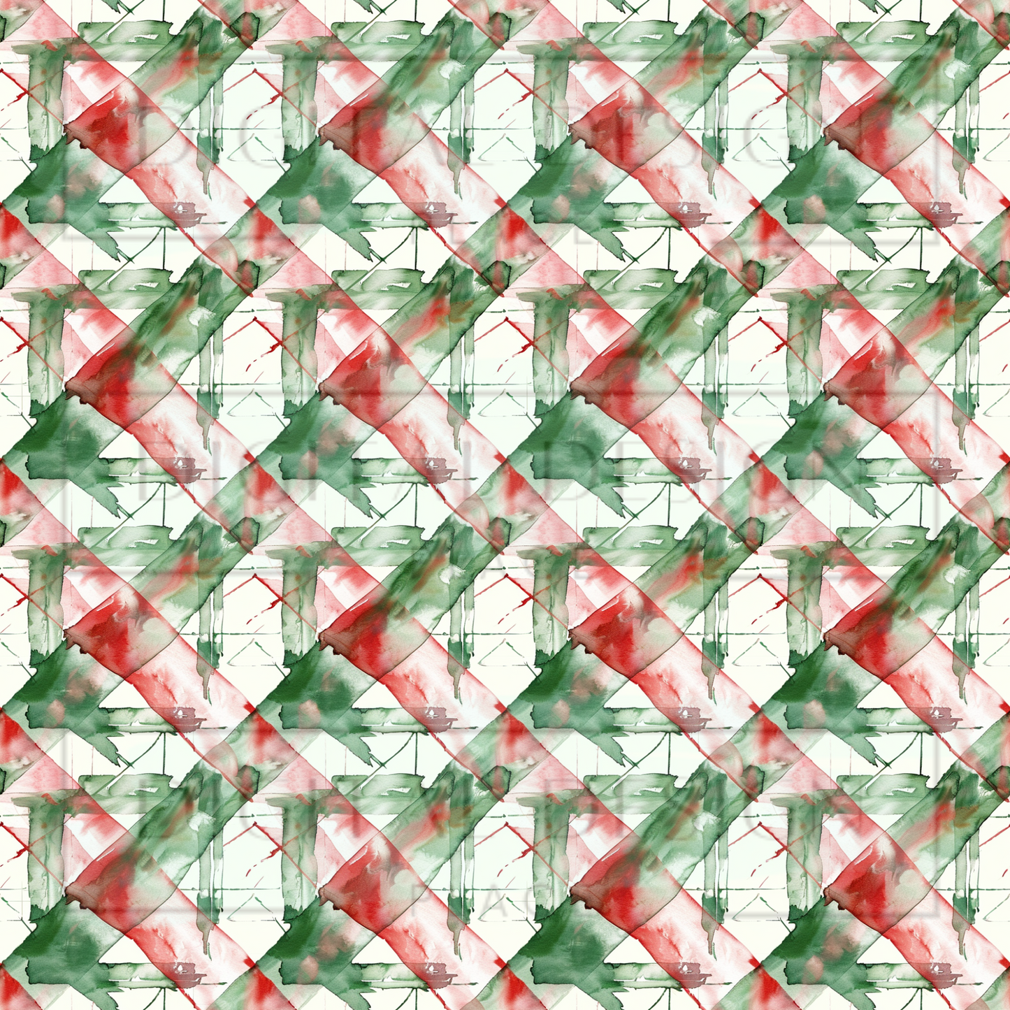 Watercolor Christmas Plaid VinylV1670