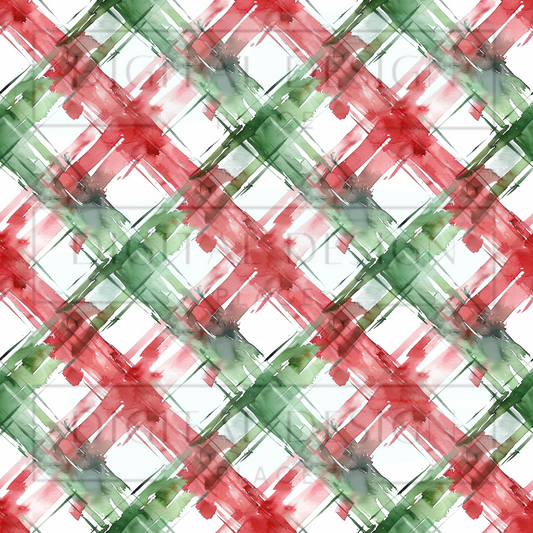 Watercolor Christmas Plaid VinylV1671