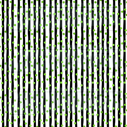 Green Dotted Stripes VinylV1715