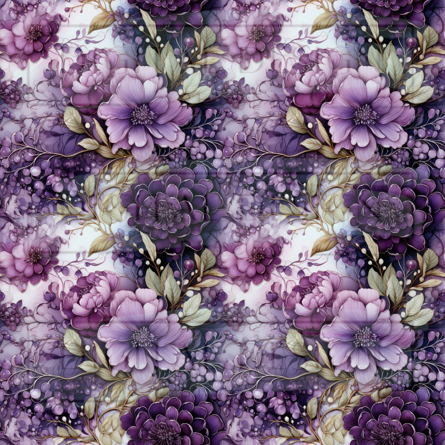 Purple Gold Florals VinylV1798