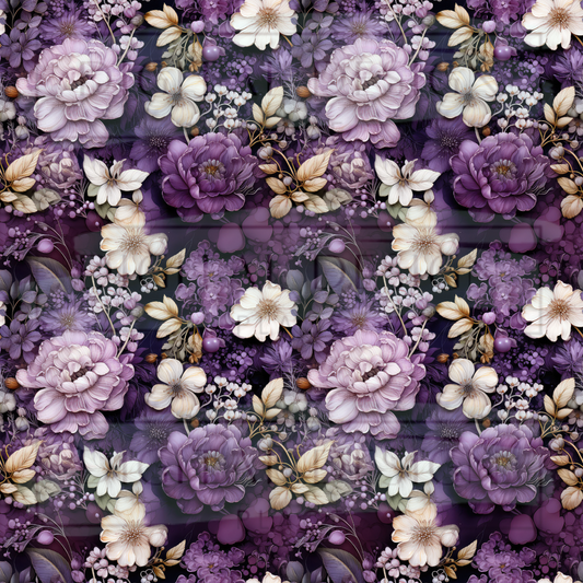 Purple Gold Florals VinylV1799