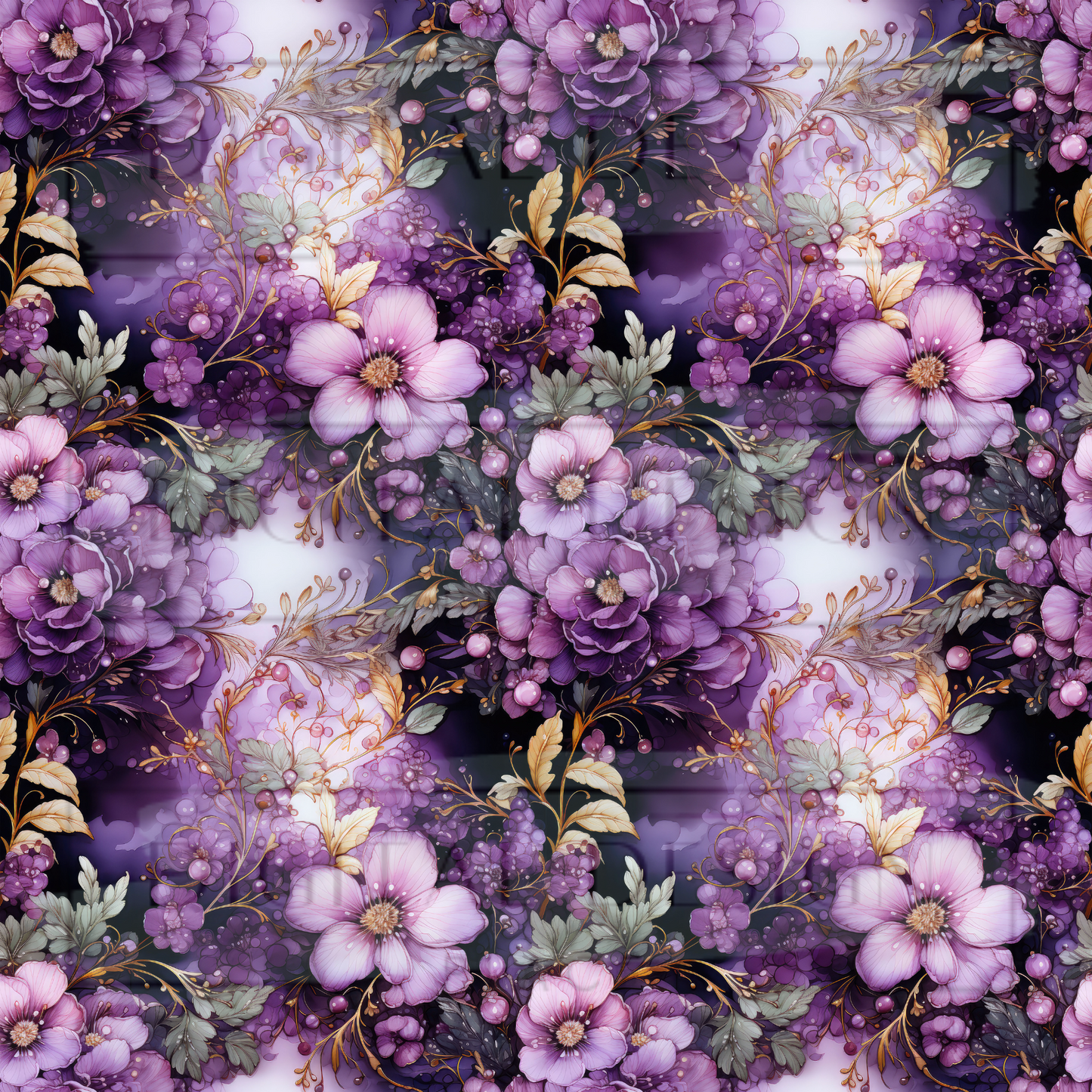 Purple Gold Florals VinylV1800