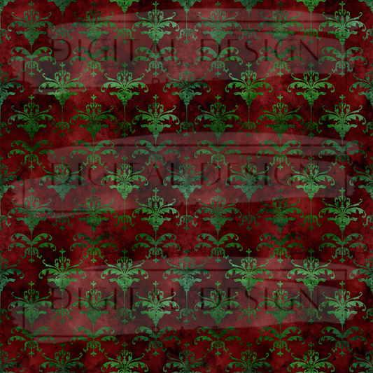 Distressed Christmas Damask VinylV1914