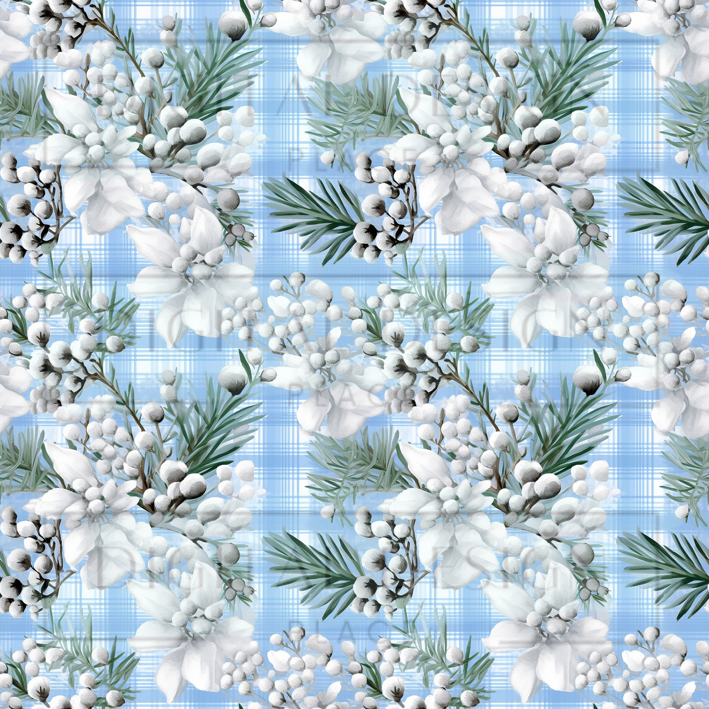 Winter Floral Plaid VinylV1942