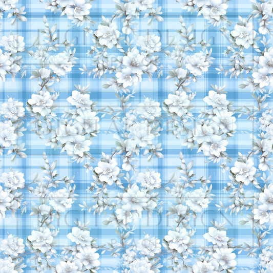 Winter Floral Plaid VinylV1944