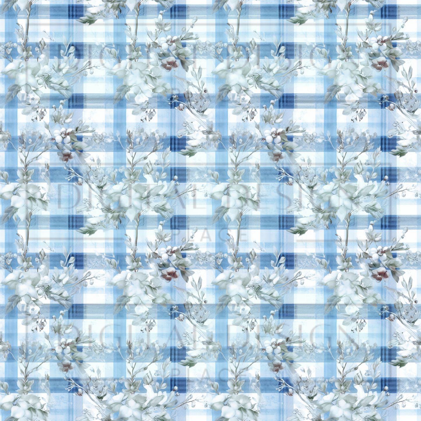 Winter Floral Plaid VinylV1945