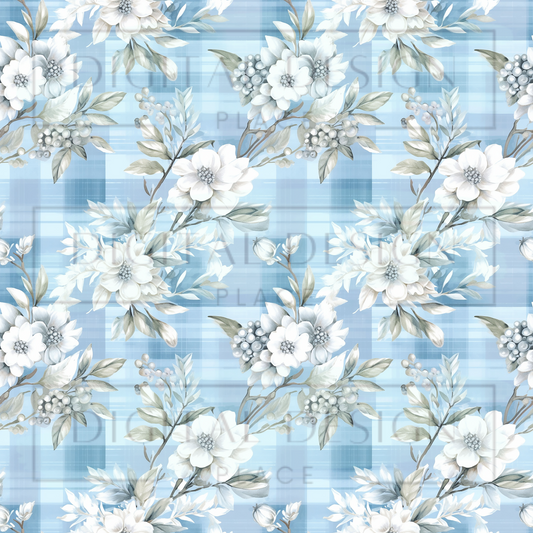 Winter Floral Plaid VinylV1946