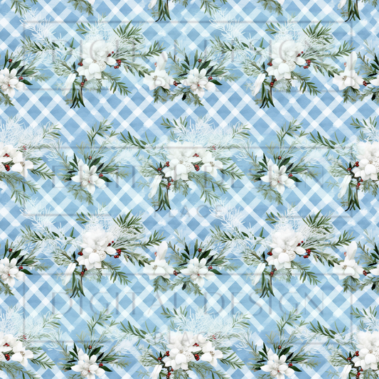 Winter Floral Plaid VinylV1947