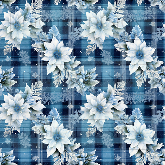 Winter Floral Plaid VinylV1948