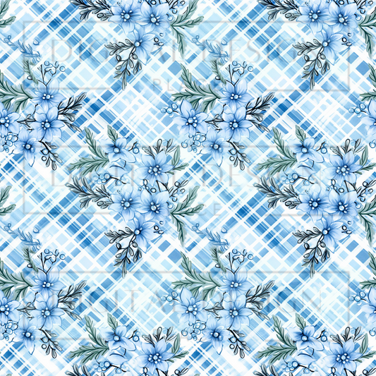 Winter Floral Plaid VinylV1949