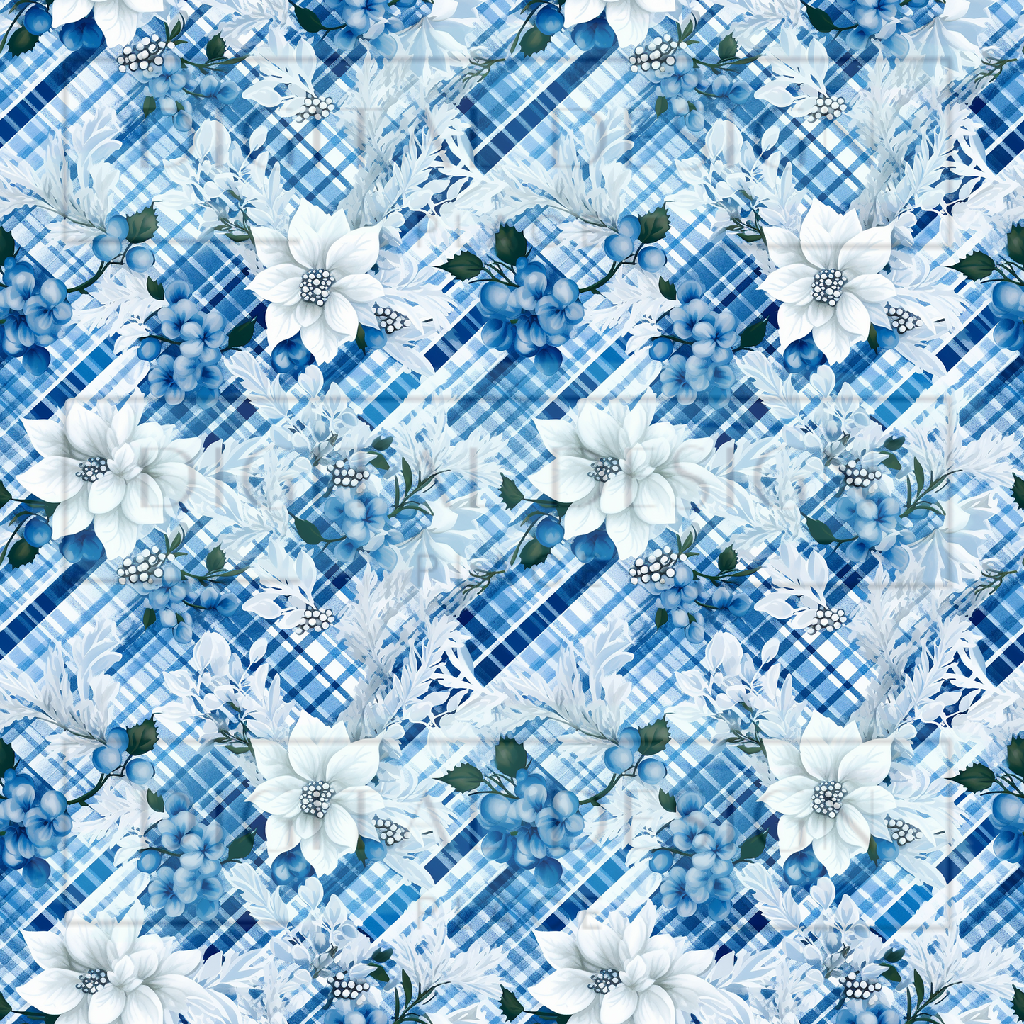 Winter Floral Plaid VinylV1950