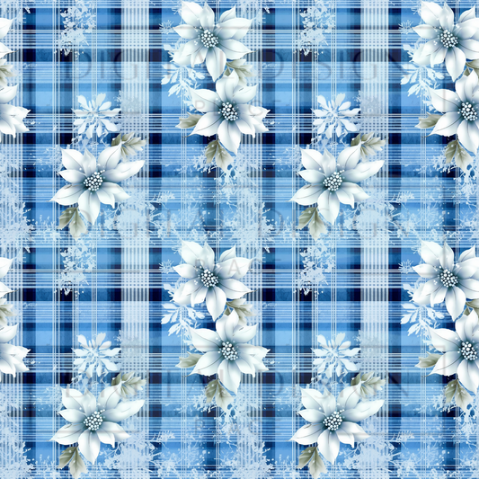 Winter Floral Plaid VinylV1952