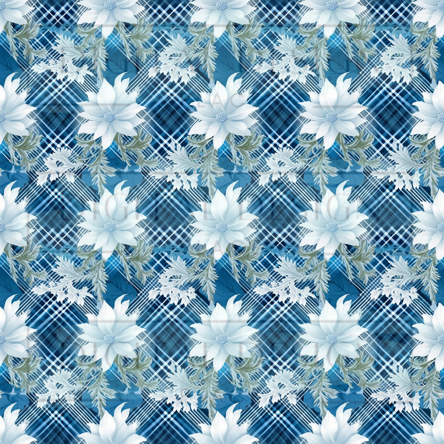 Winter Floral Plaid VinylV1953